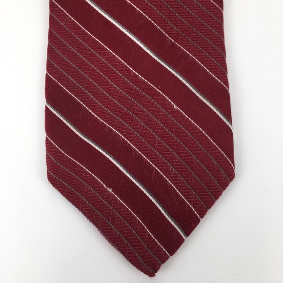 Michael Kors red white striped 100% silk Neck tie